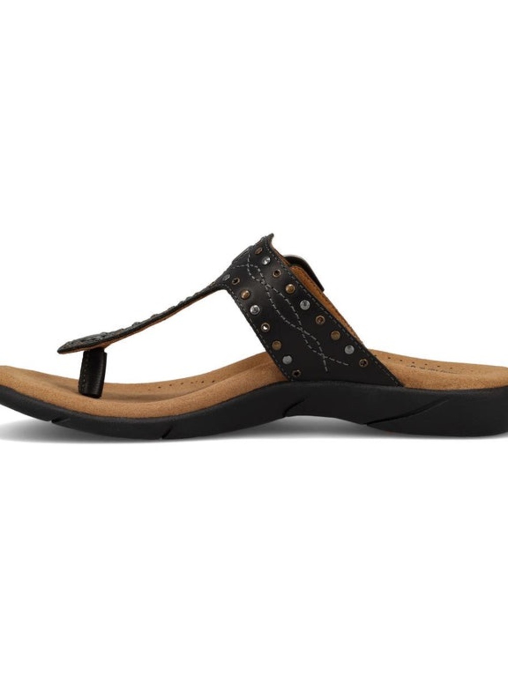 Taos Footwear Black Studded Toe-Post Sandal with Buckle Accent - Picture 5 of 7